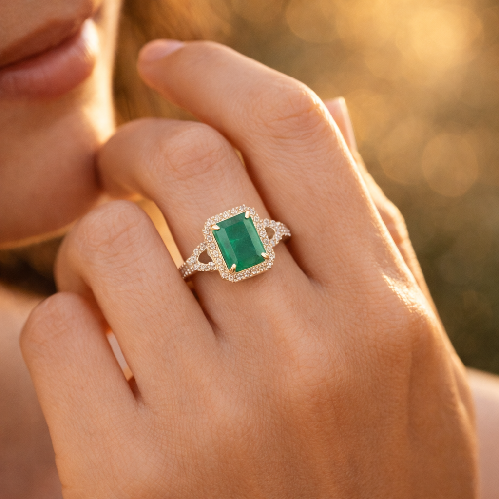 1.88 Ct Octagon Emerald 9K Gold Ring