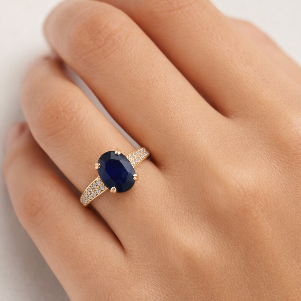 2.75 Ct Oval Sapphire 9K Gold Ring
