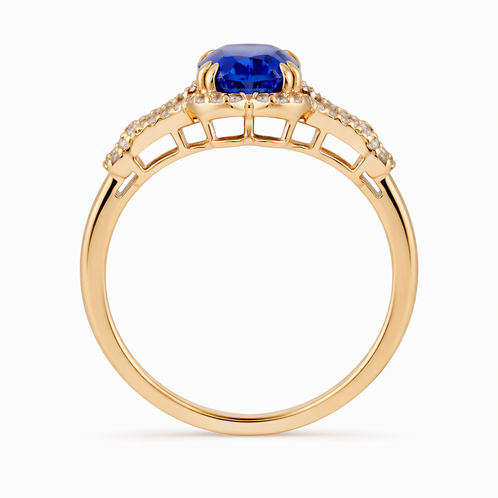2.51 Ct Cushion Sapphire 9K Gold Ring
