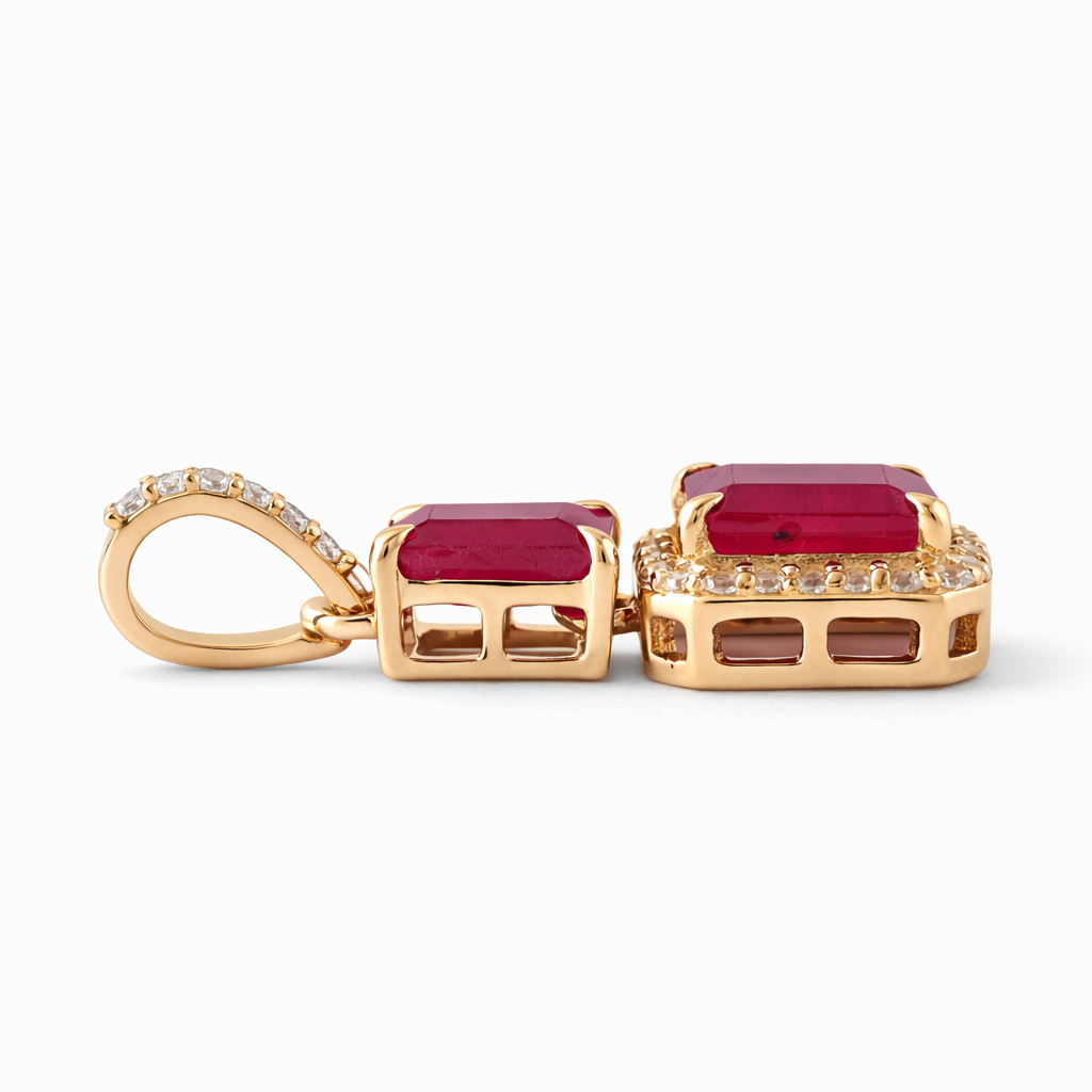 1.45 Ct Octagon Ruby 9K Gold Pendant