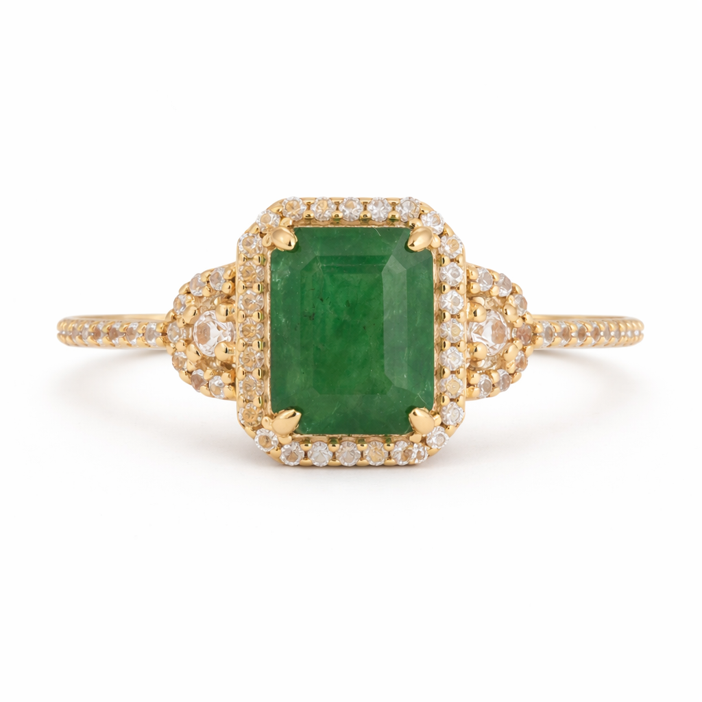 1.89 Ct Octagon Emerald 9K Gold Ring