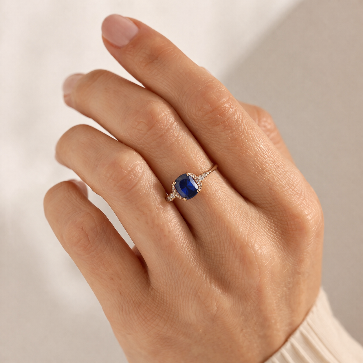 1.65 Ct Cushion Sapphire 9K Gold Ring