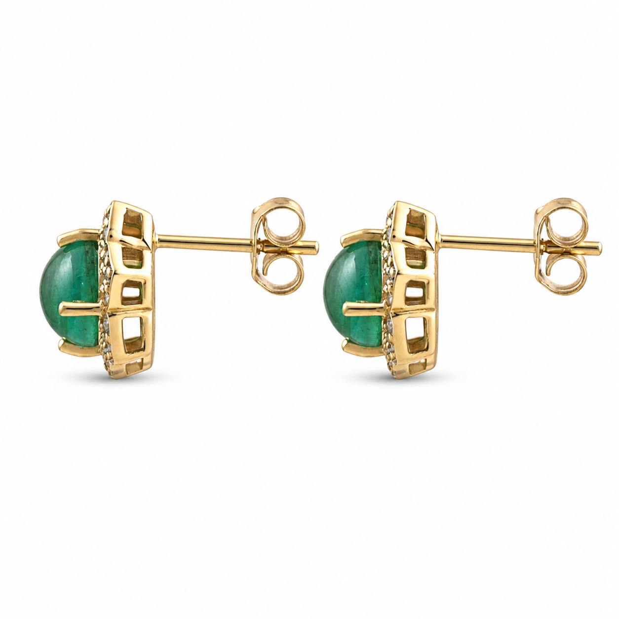 2.19 Ct Round Emerald 9K Gold Earrings