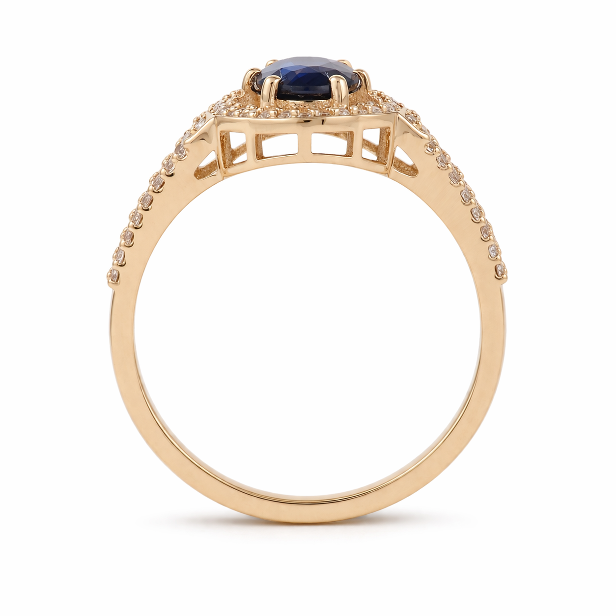 1.42 Ct Oval Sapphire 9K Gold Ring