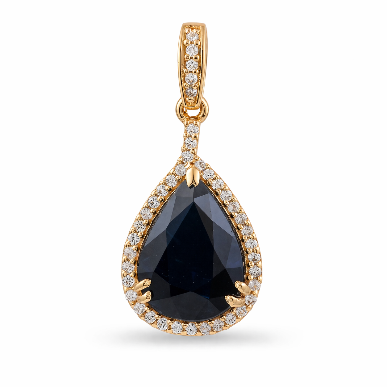 3.15 Ct Pear Sapphire 9K Gold Pendant