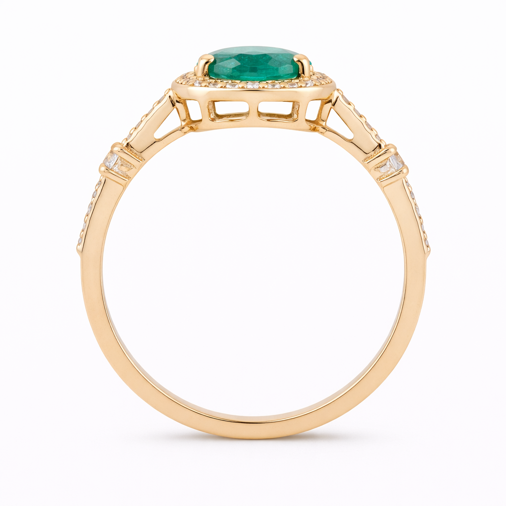 1.08 Ct Oval Emerald 9K Gold Ring