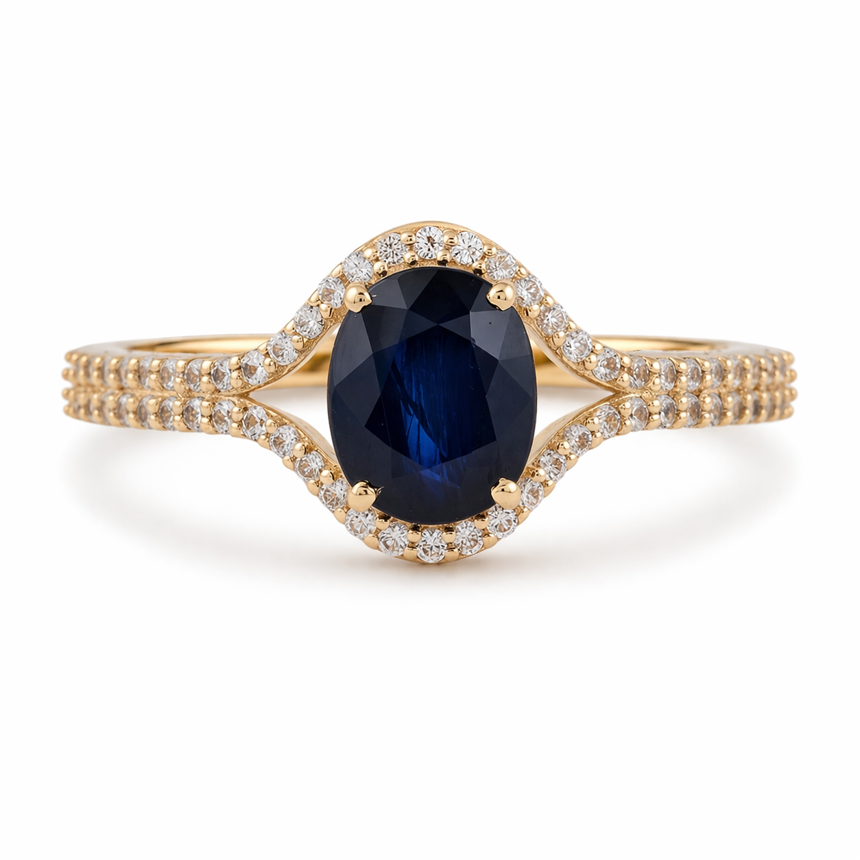 2.16 Ct Cushion Sapphire 9K Gold Ring