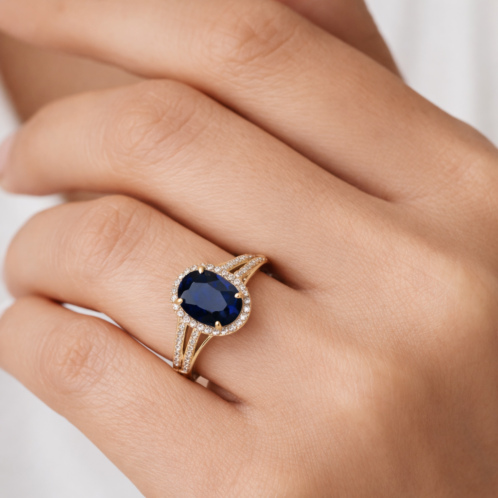 2.68 Ct Oval Sapphire 9K Gold Ring