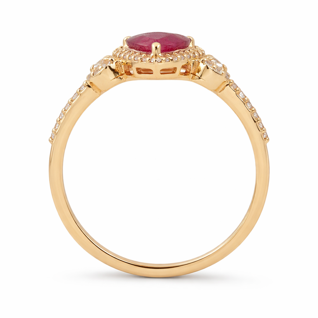 1.49 Ct Pear Ruby 9K Gold Ring