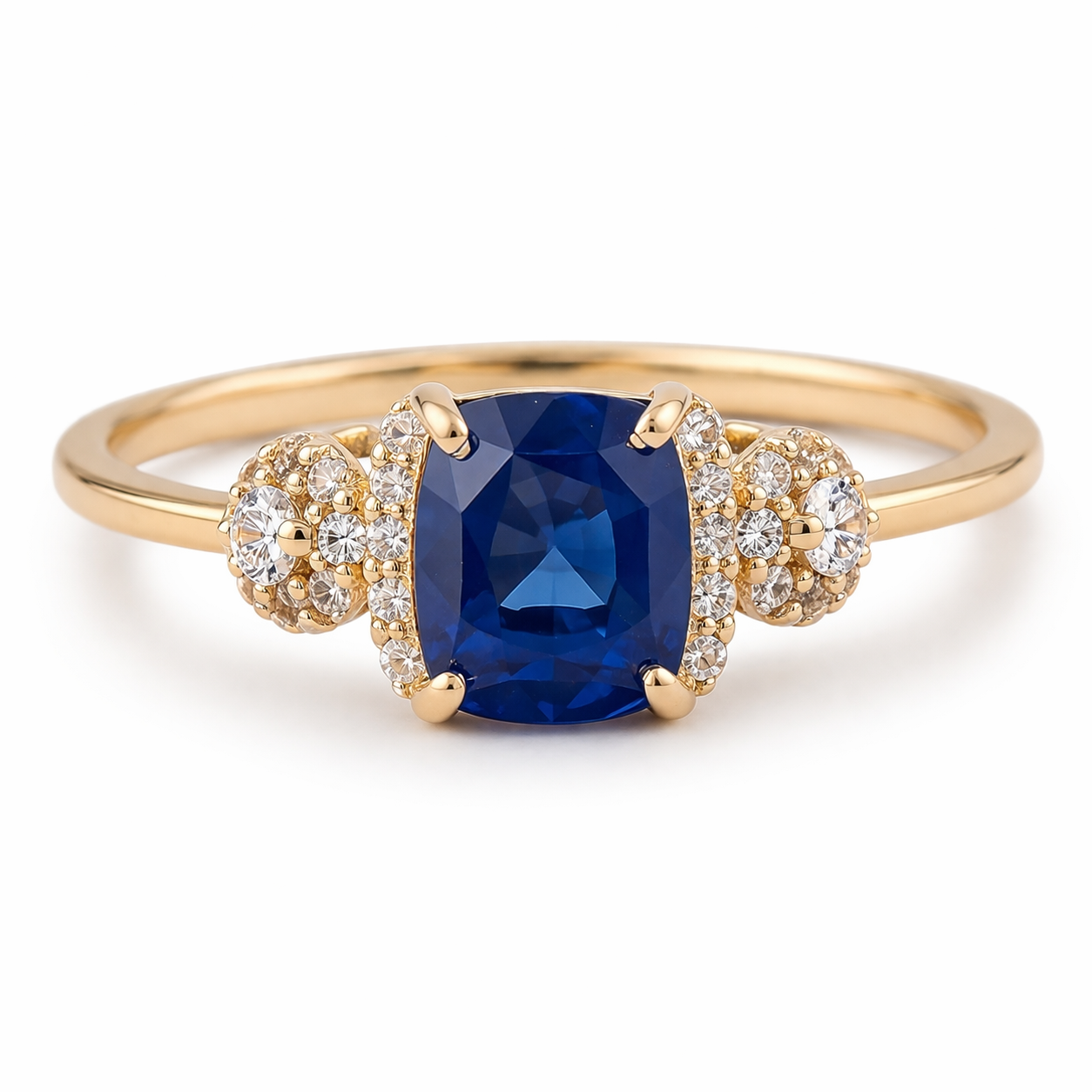 1.68 Ct Cushion Sapphire 9K Gold Ring