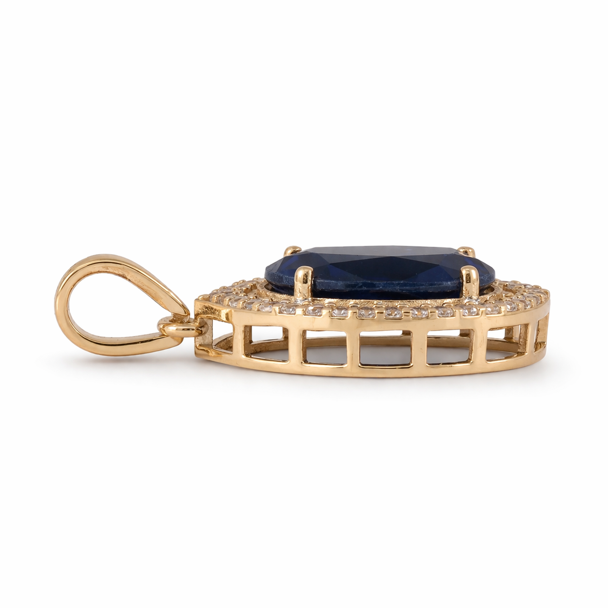3.76 Ct Cushion Sapphire 9K Gold Pendant
