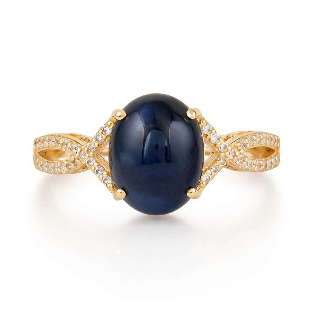 4.14 Ct Oval Sapphire 9K Gold Ring