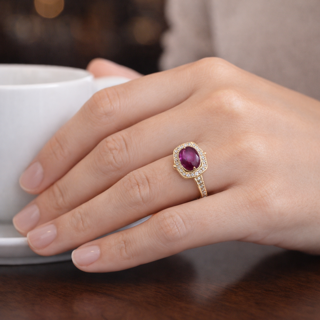 2.91 Ct Oval Ruby 9K Gold Ring