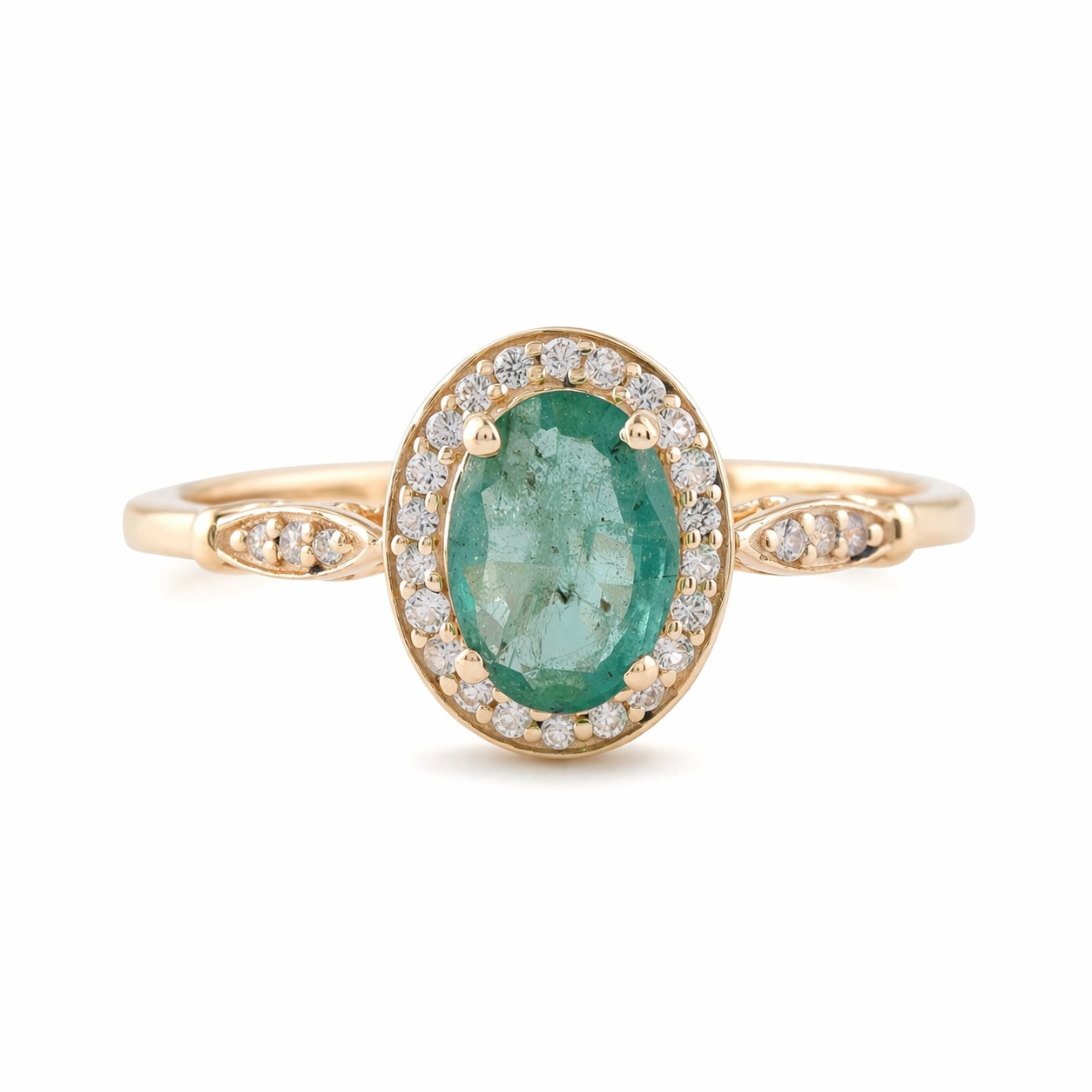 0.73 Ct Oval Emerald 9K Gold Ring