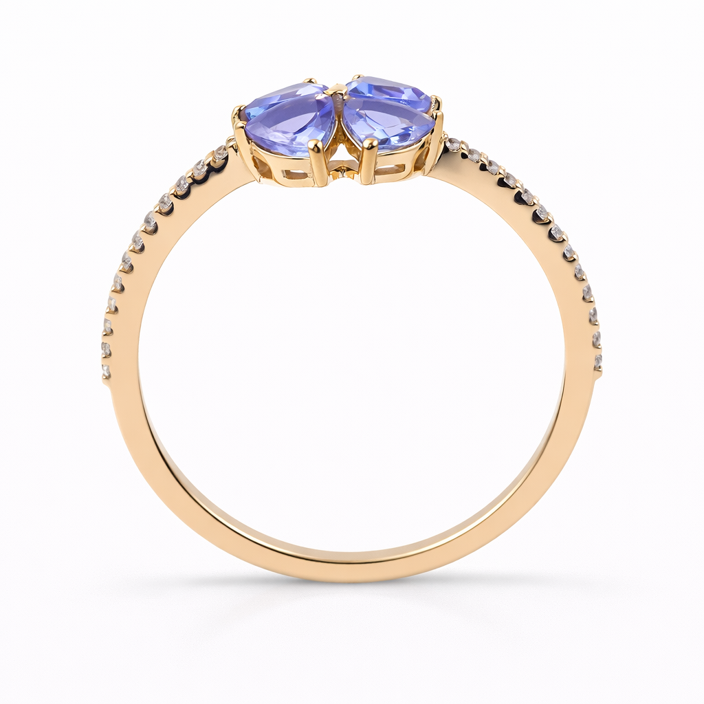 1.03 Ct Trillion Tanzanite 9K Gold Ring