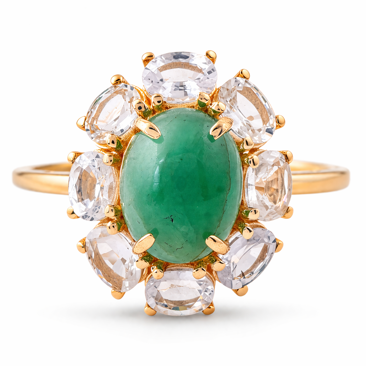 3.79 Ct Oval Emerald 9K Gold Ring