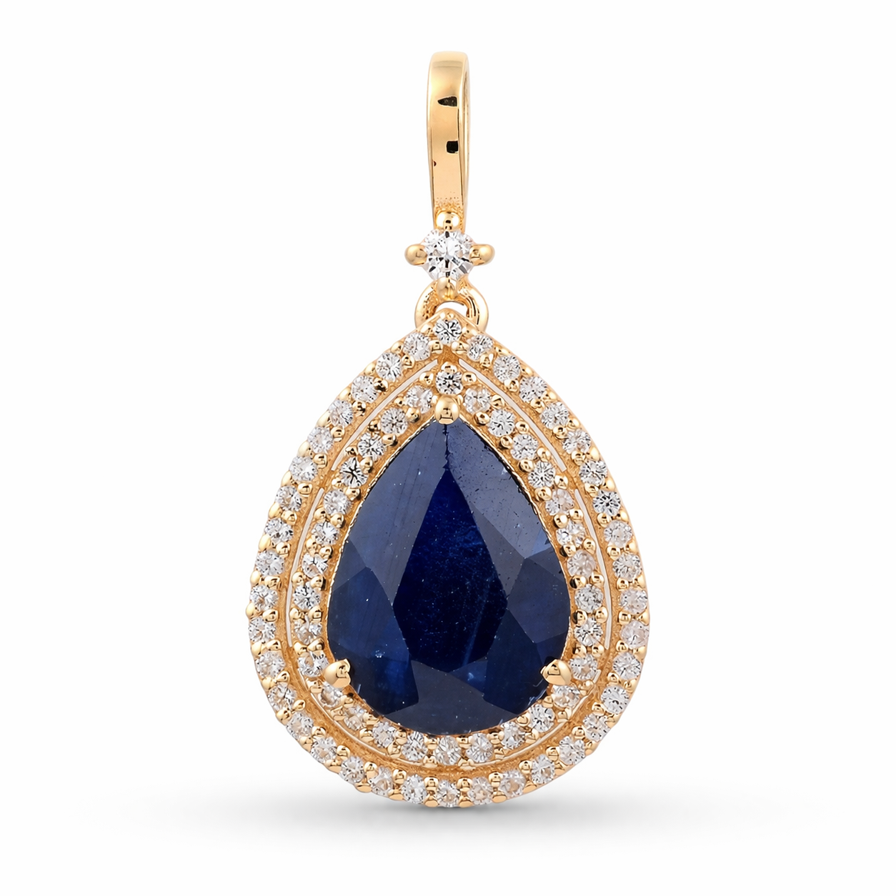 3.35 Ct Pear Sapphire 9K Gold Pendant