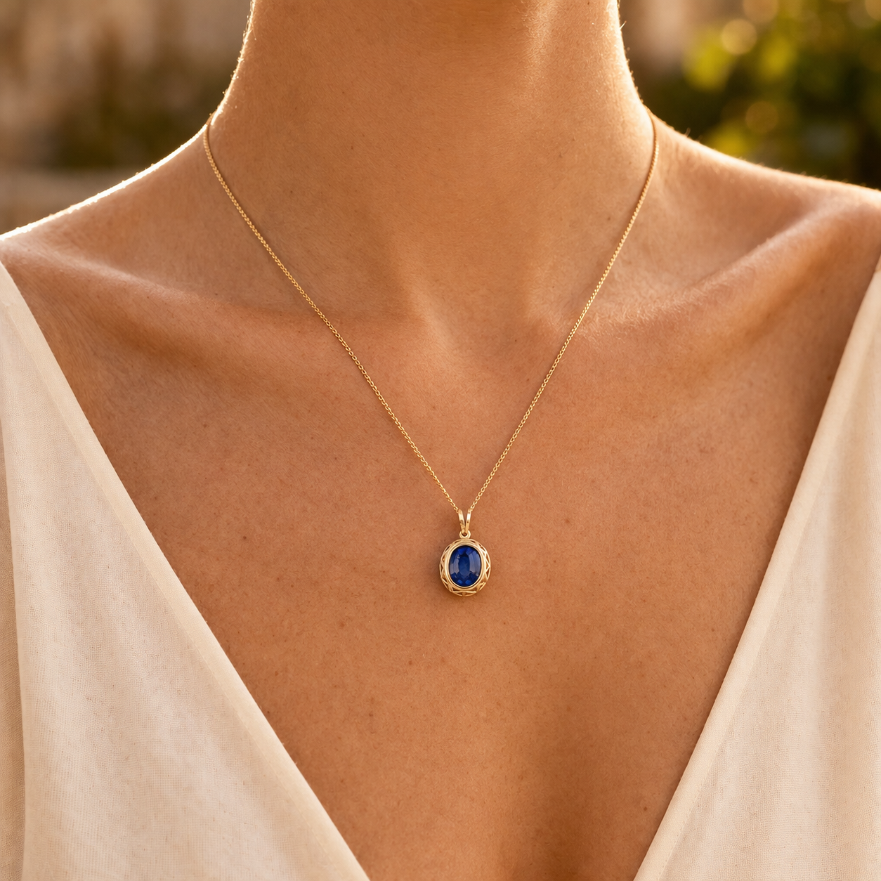 2.26 Ct Oval Sapphire 9K Gold Pendant