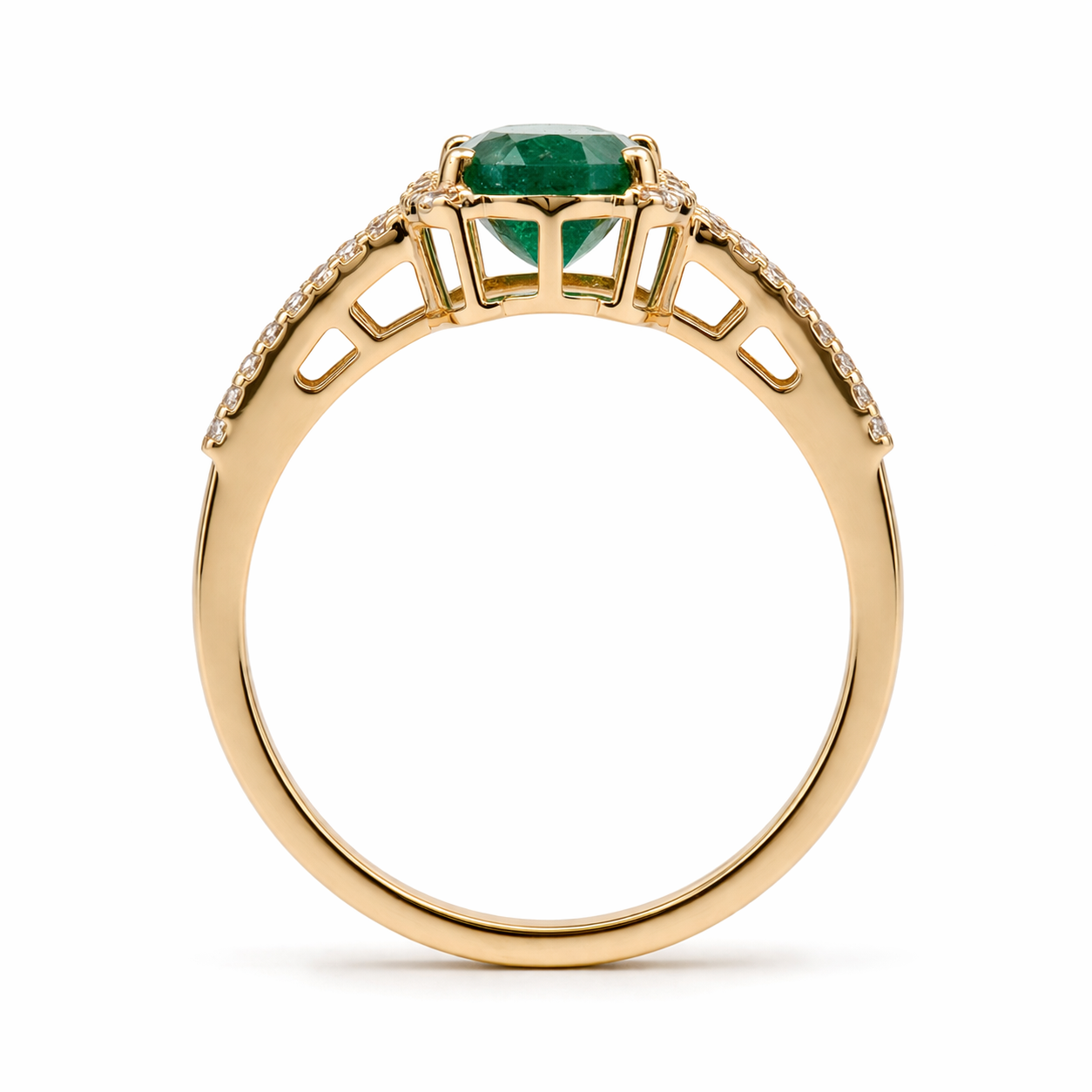 1.39 Ct Oval Emerald 9K Gold Ring