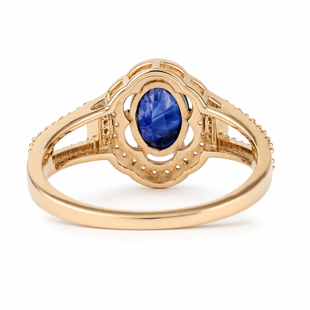 1.42 Ct Oval Sapphire 9K Gold Ring