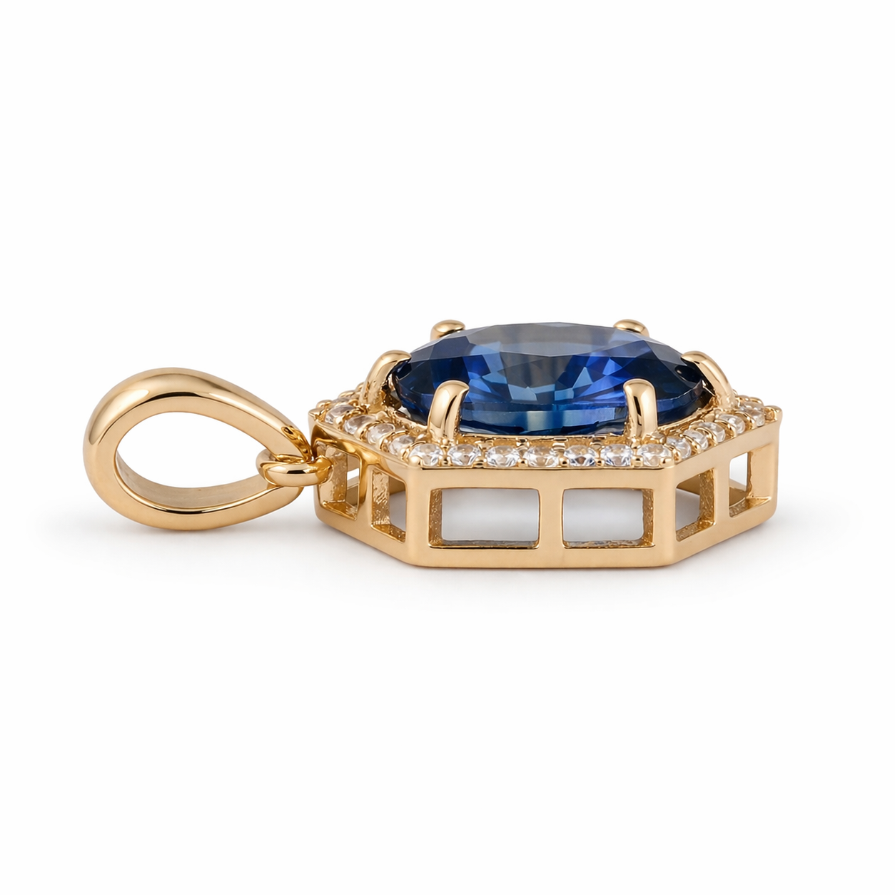 2.10 Ct Oval Sapphire 9K Gold Pendant