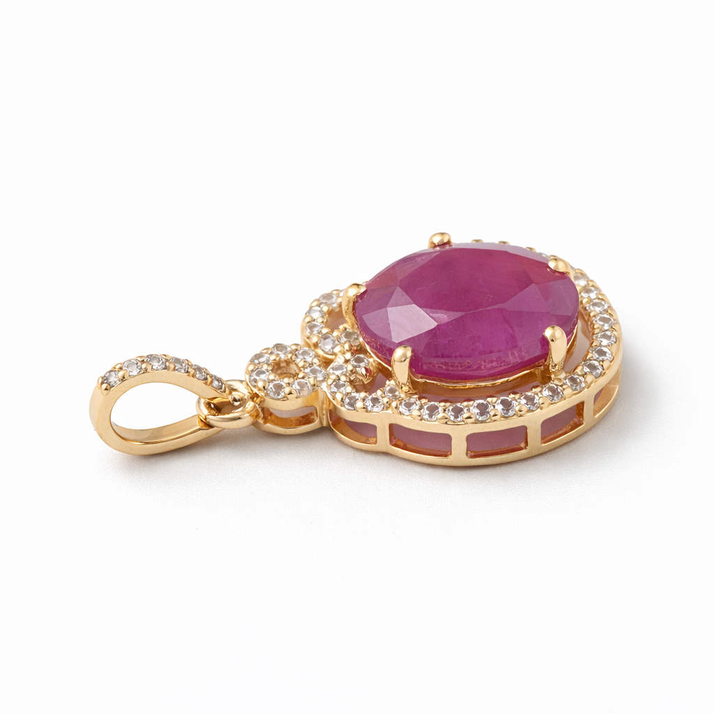 2.81 Ct Oval Ruby 9K Gold Pendant