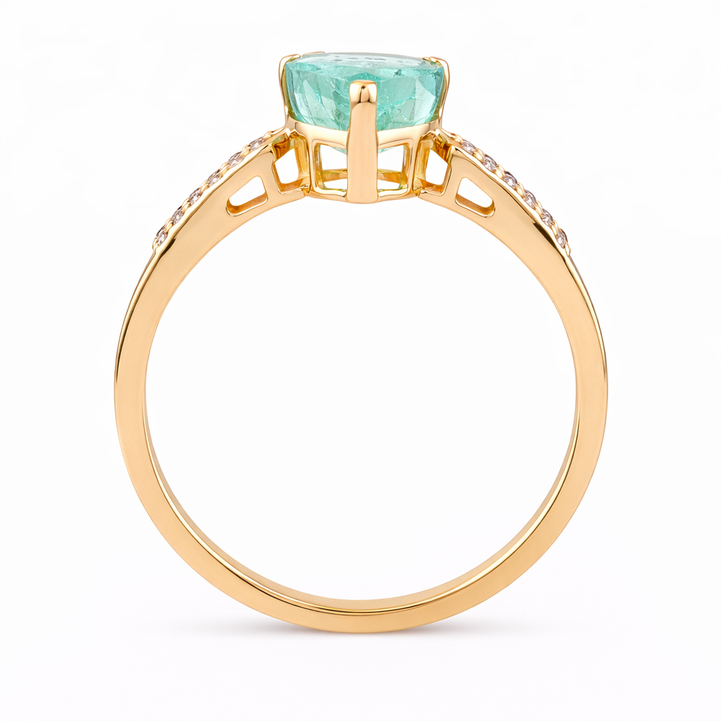 2.02 Ct Pear Emerald 9K Gold Ring