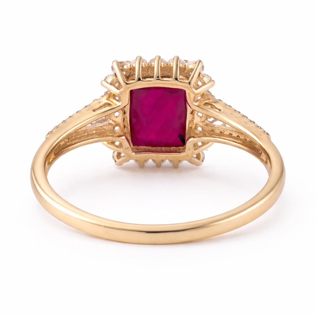 3.10 Ct Octagon Ruby 9K Gold Ring