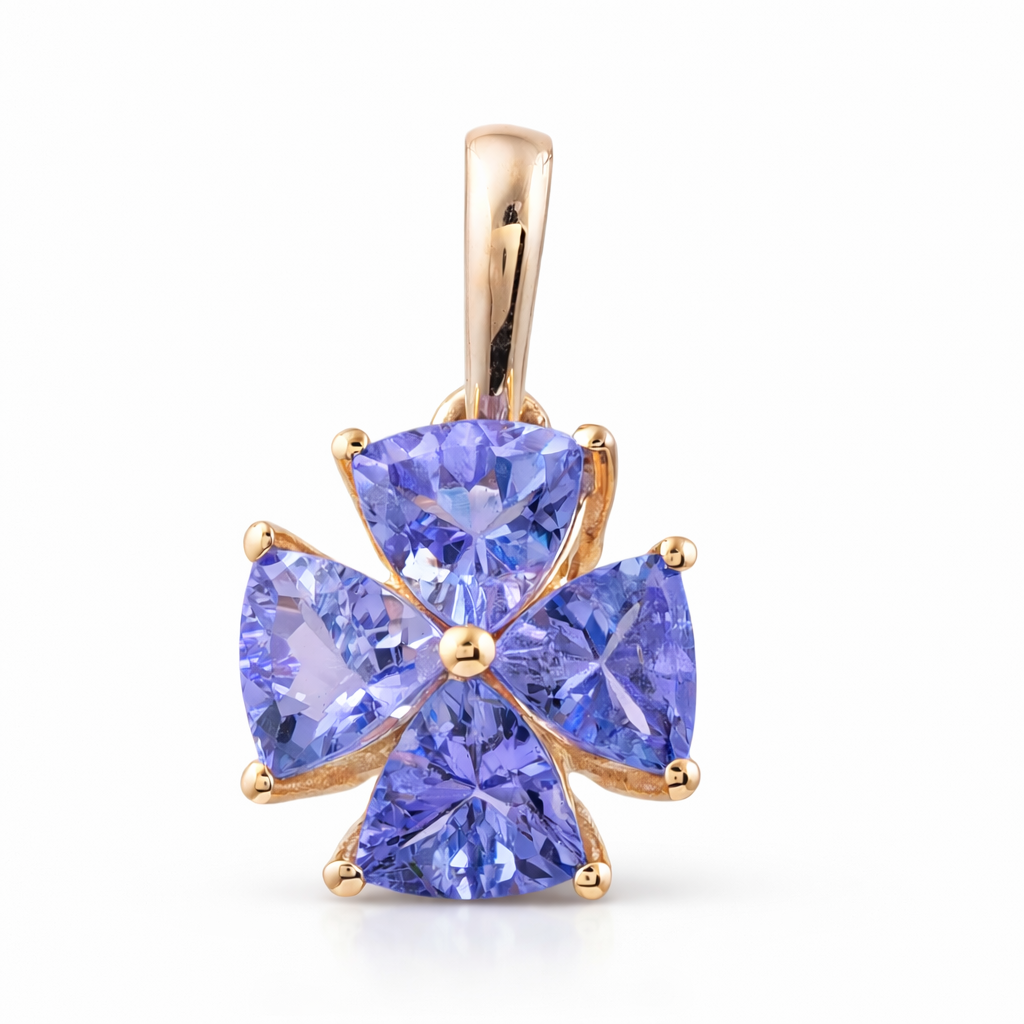 0.88 Ct Trillion Tanzanite 9K Gold Pendant