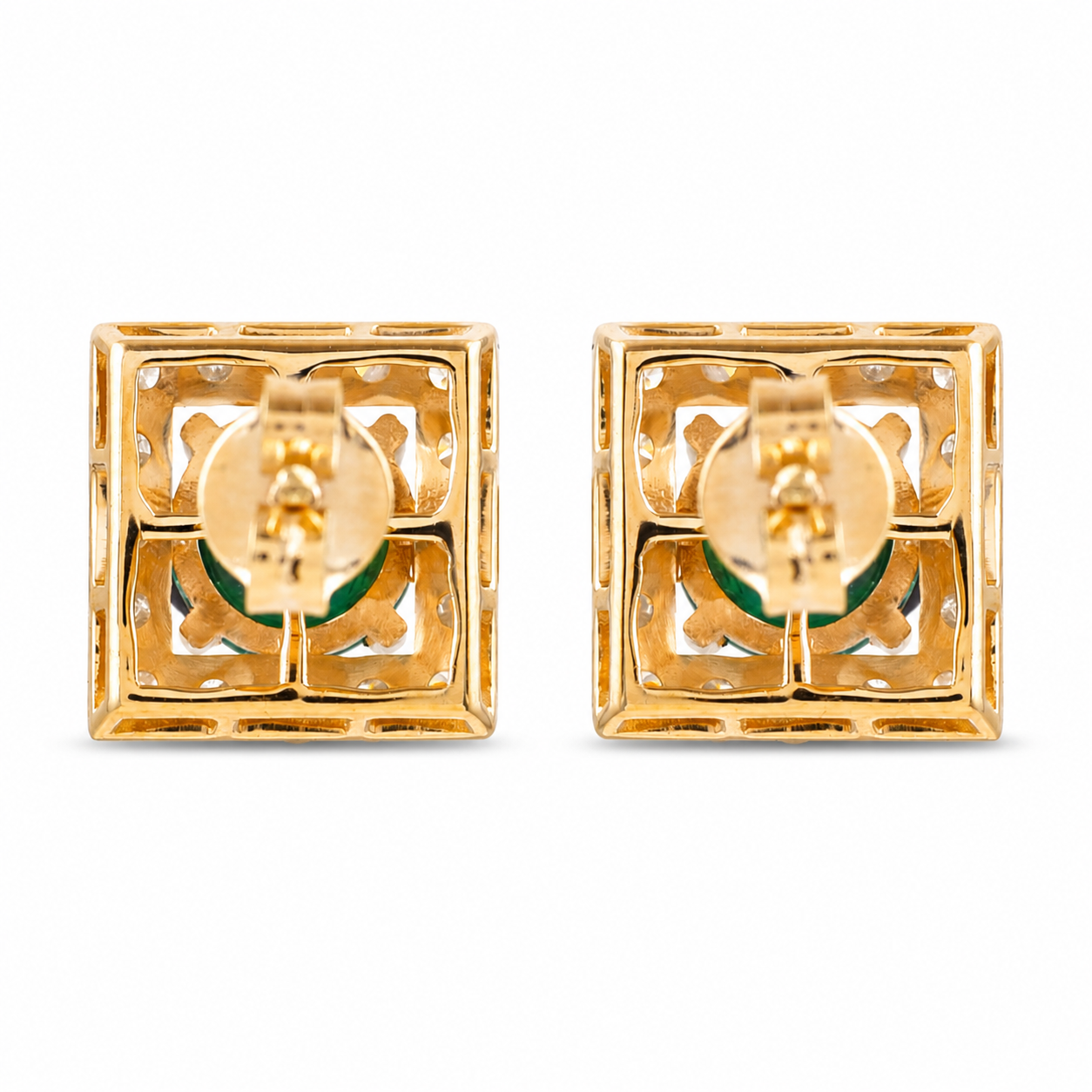 2.29 Ct Round Emerald 9K Gold Earrings