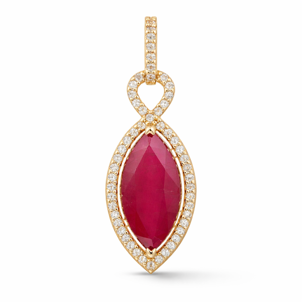 2.77 Ct Marquise Ruby 9K Gold Pendant