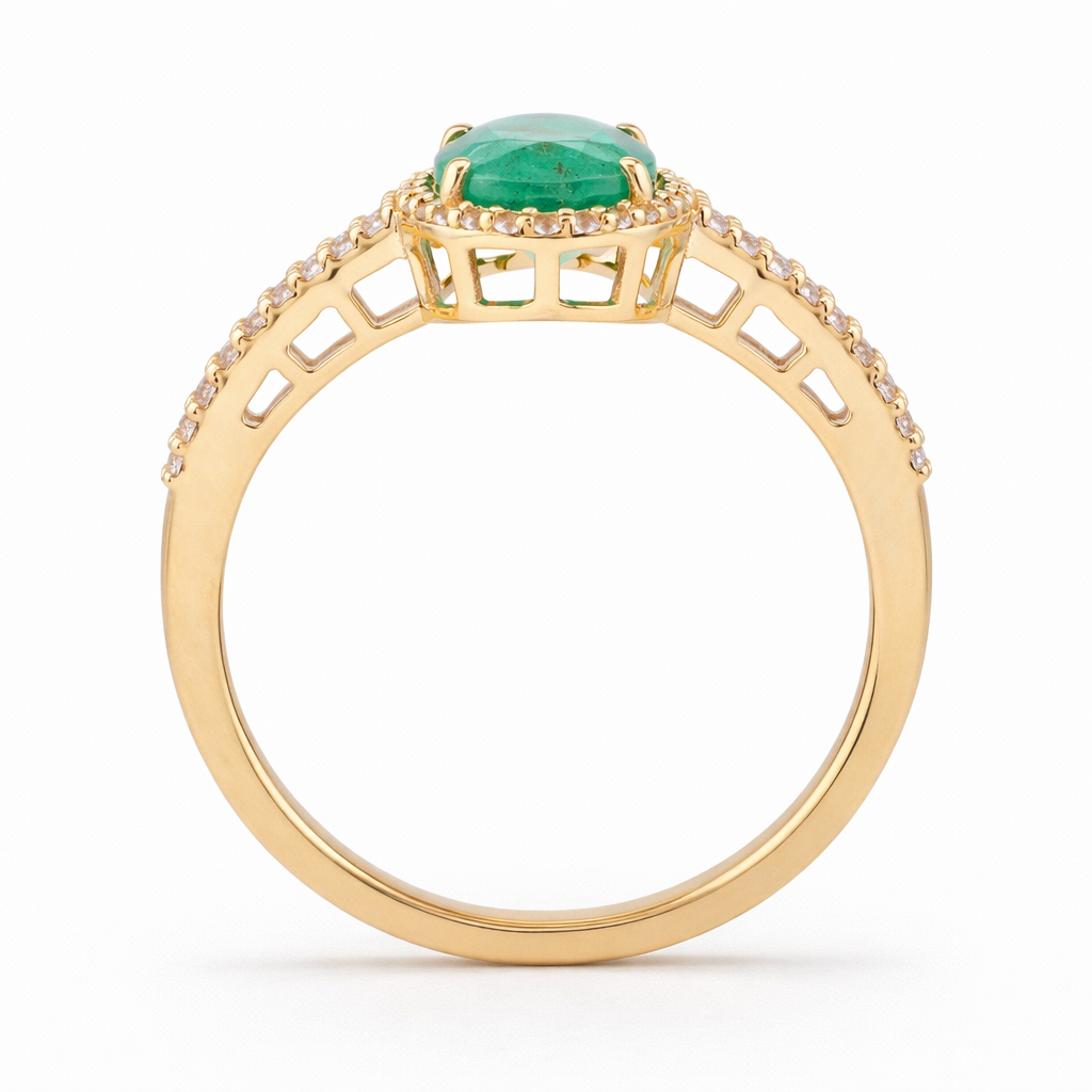 1.54 Ct Oval Emerald 9K Gold Ring