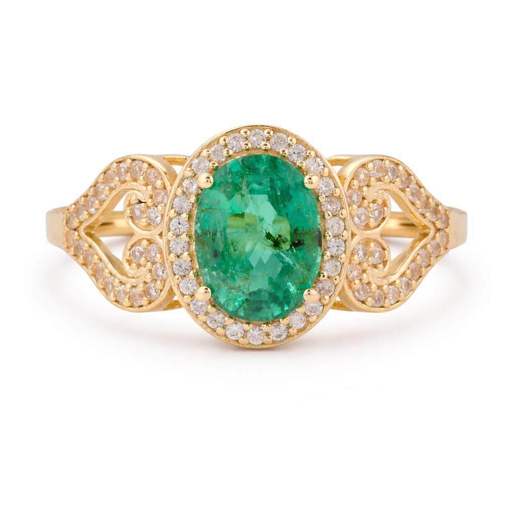 2.02 Ct Oval Emerald 9K Gold Ring