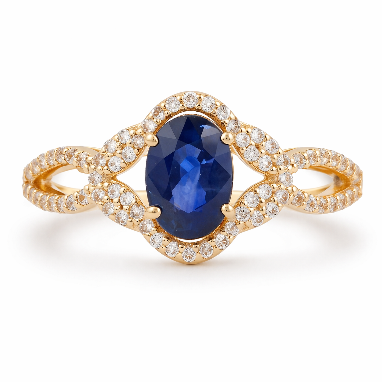 2.26 Ct Cushion Sapphire 9K Gold Ring
