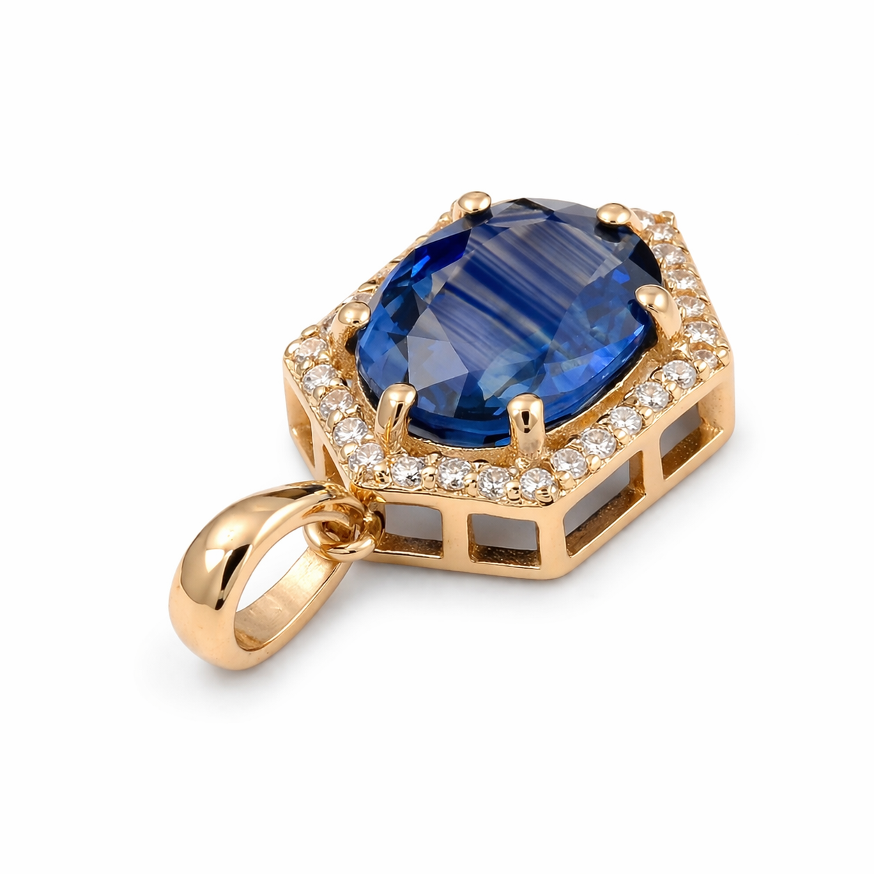 2.10 Ct Oval Sapphire 9K Gold Pendant