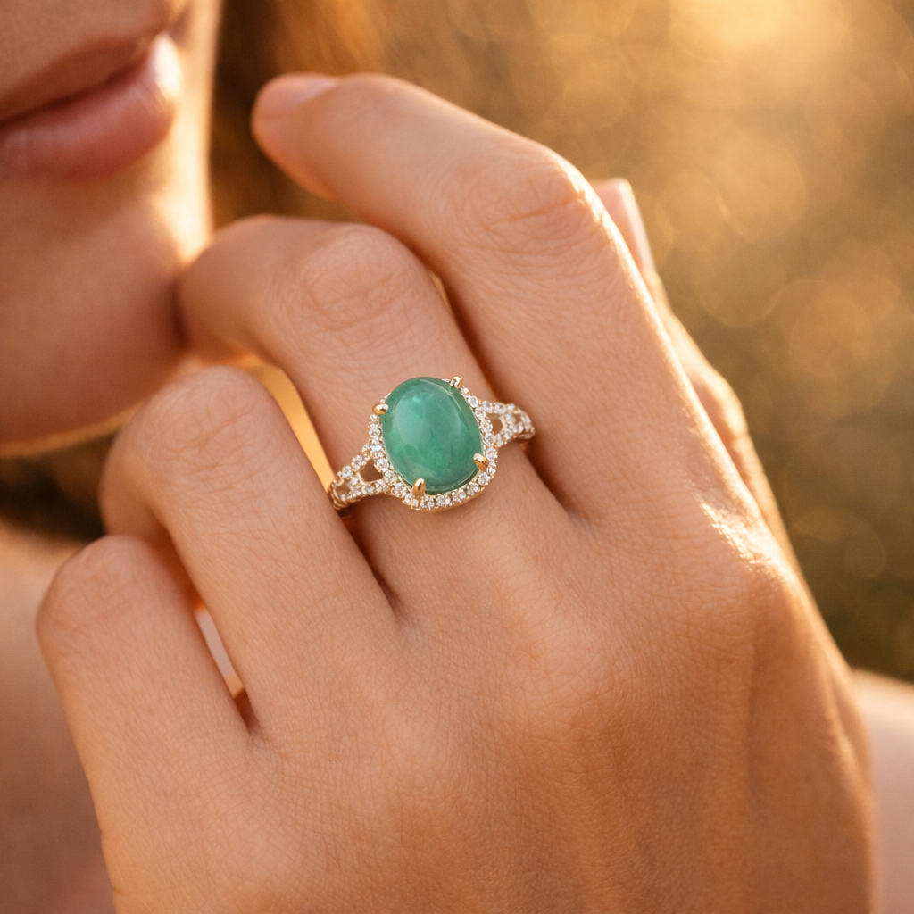 1.90 Ct Oval Emerald 9K Gold Ring