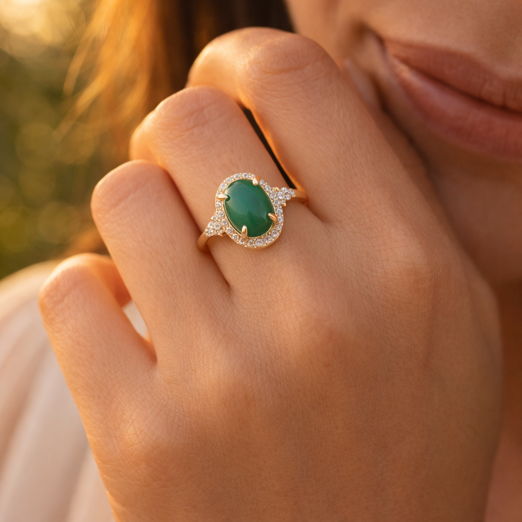 3.06 Ct Oval Emerald 9K Gold Ring