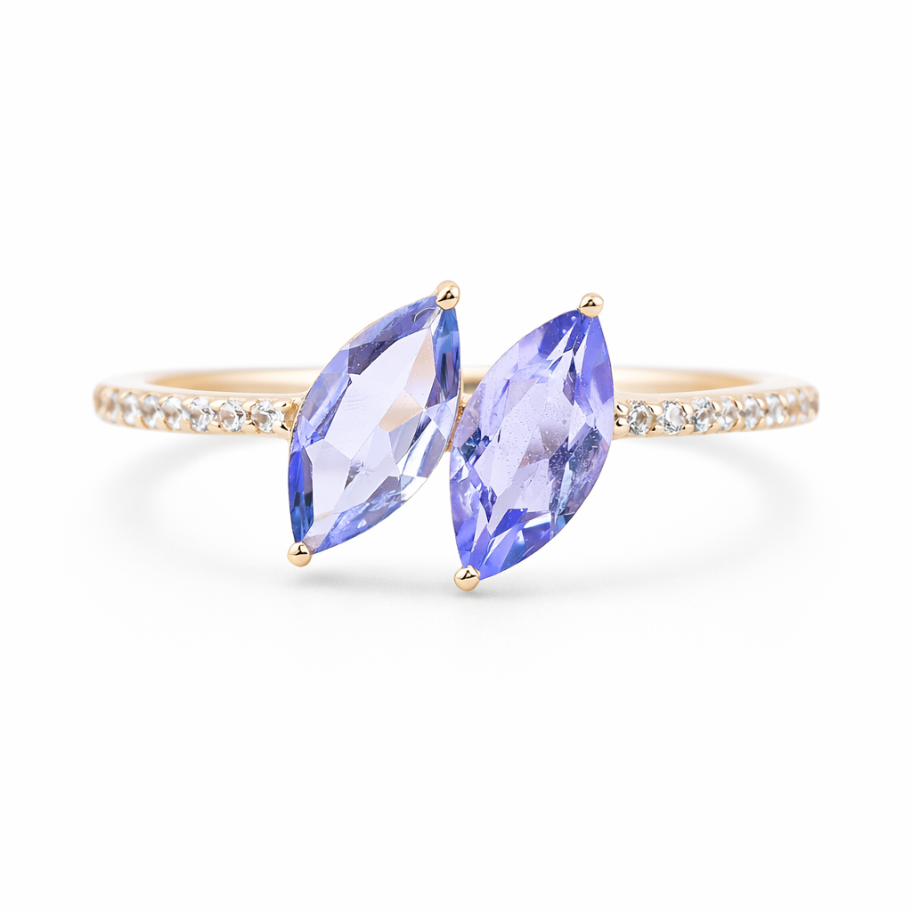 0.93 Ct Marquise Tanzanite 9K Gold Ring