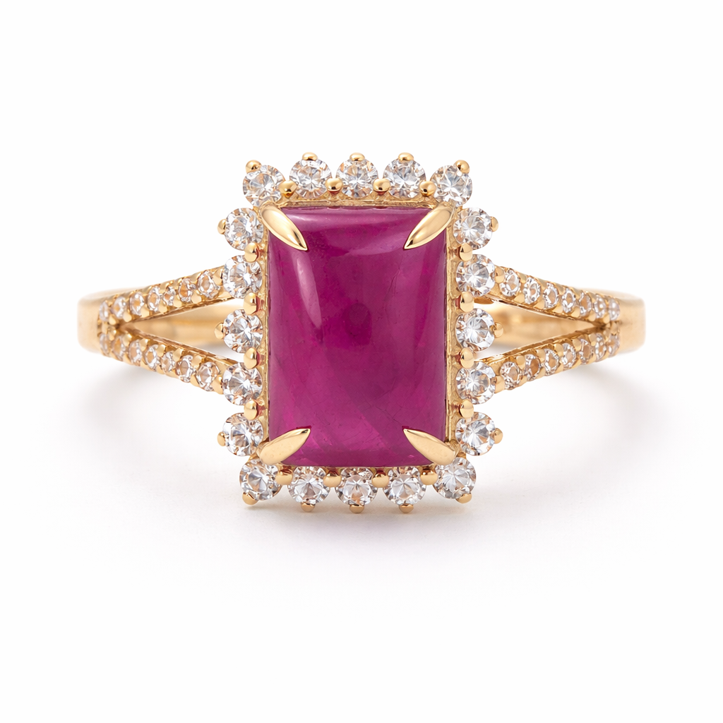 3.10 Ct Octagon Ruby 9K Gold Ring