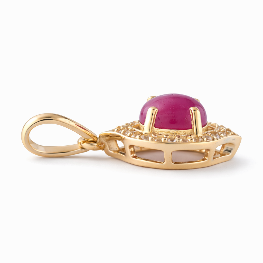 1.18 Ct Round Ruby 9K Gold Pendant
