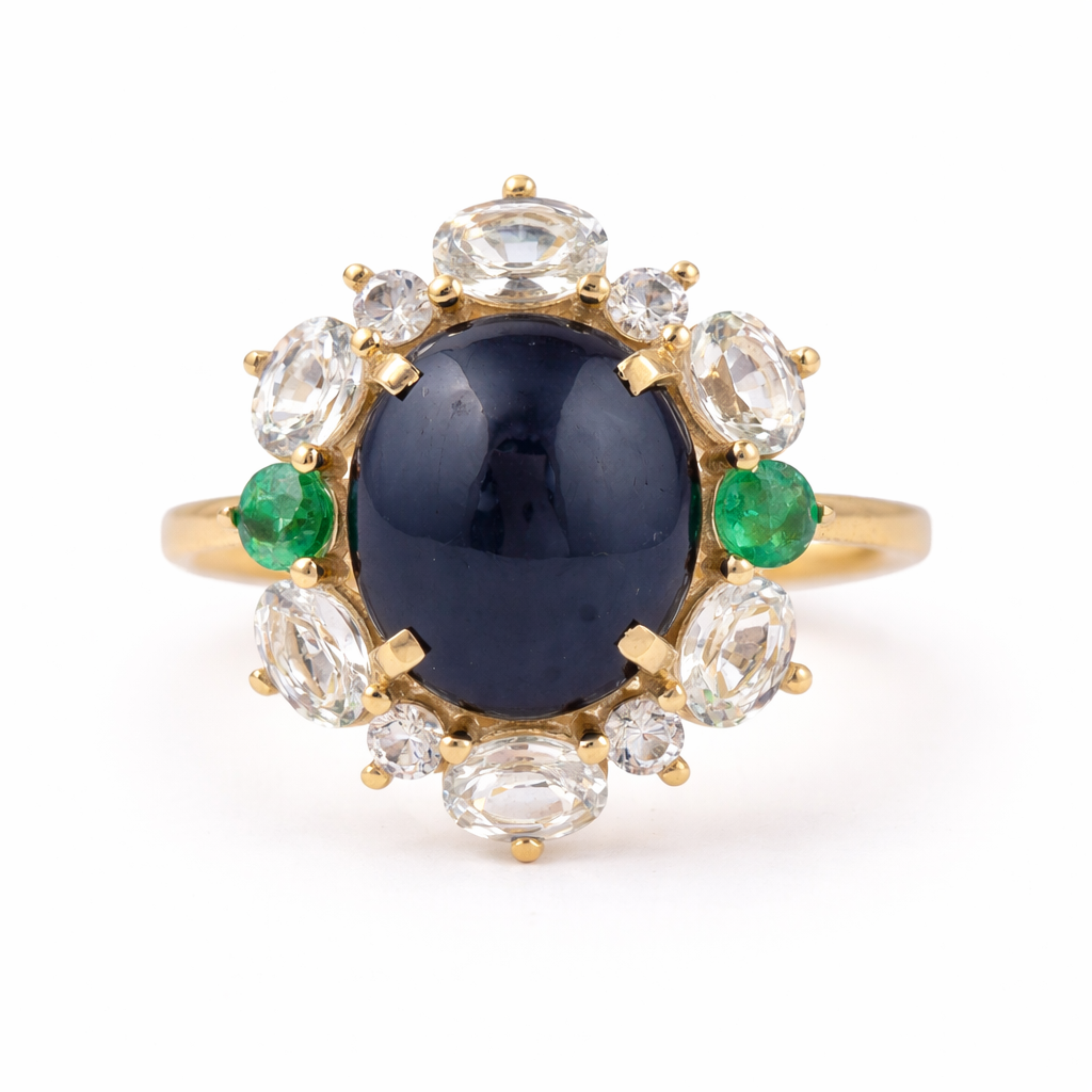 6.81 Ct Oval Sapphire 9K Gold Ring