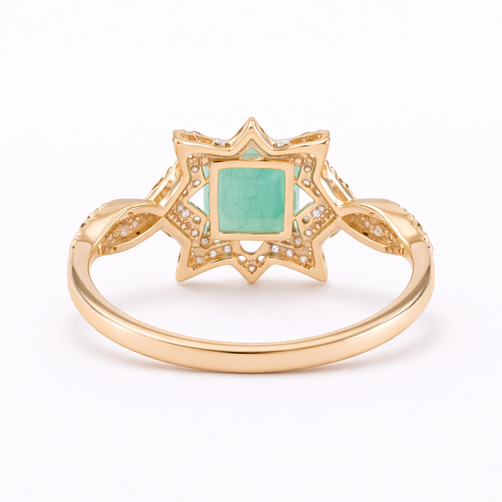 1.15 Ct Square Emerald 9K Gold Ring