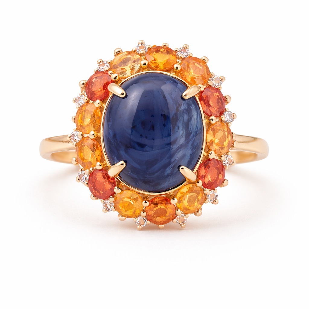 8.10 Ct Oval Sapphire 9K Gold Ring