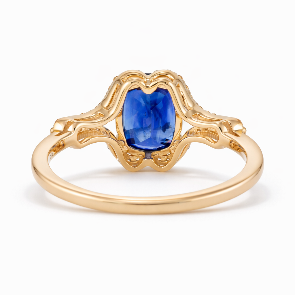2.51 Ct Cushion Sapphire 9K Gold Ring