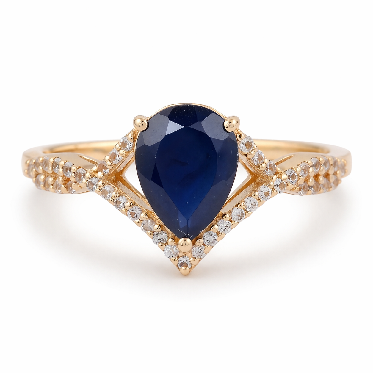 1.36 Ct Pear Sapphire 9K Gold Ring