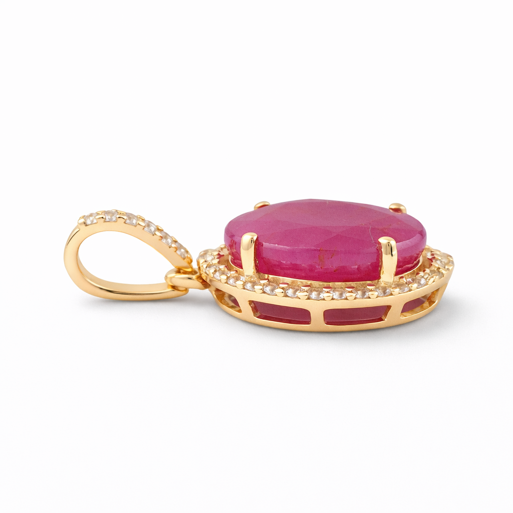 3.72 Ct Oval Ruby 9K Gold Pendant