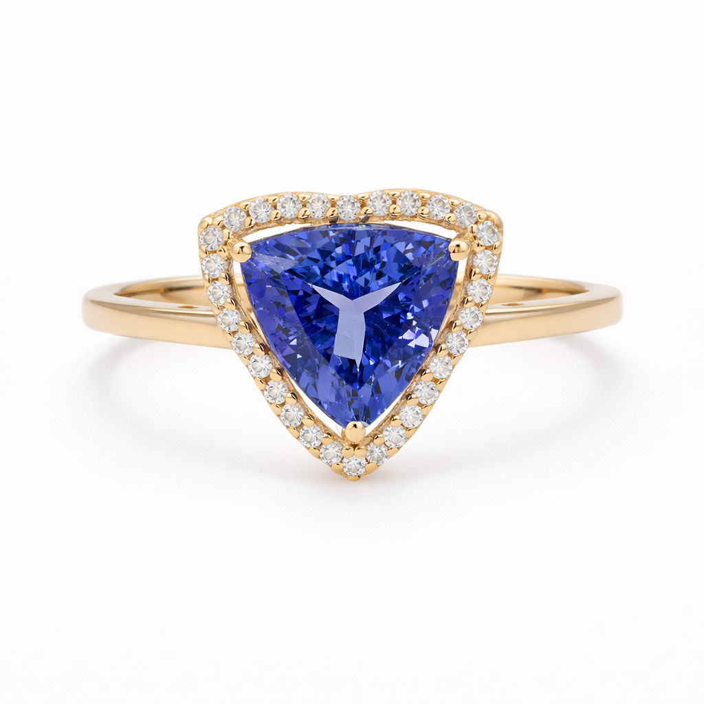 2.00 Ct Trillion Tanzanite 9K Gold Ring