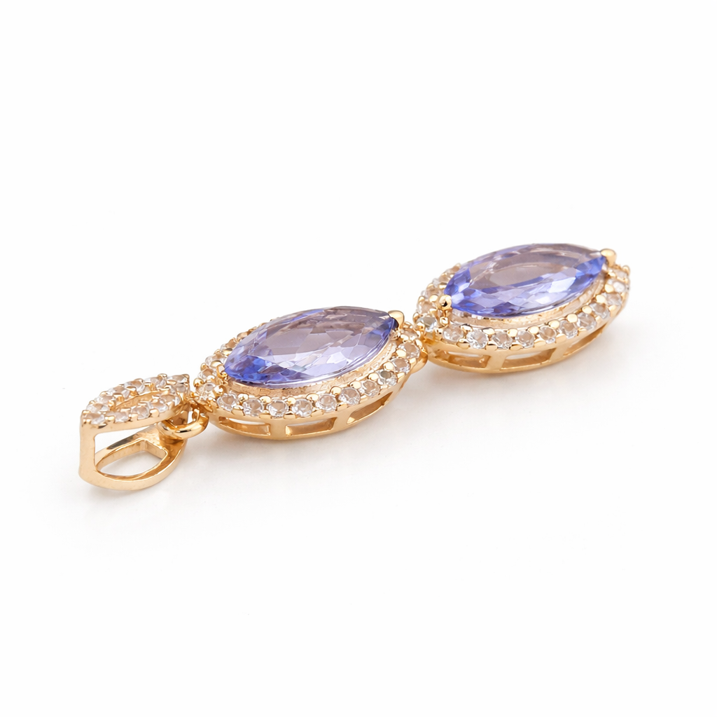1.00 Ct Marquise Tanzanite 9K Gold Pendant