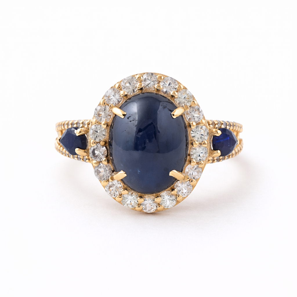 6.80 Ct Oval Sapphire 9K Gold Ring