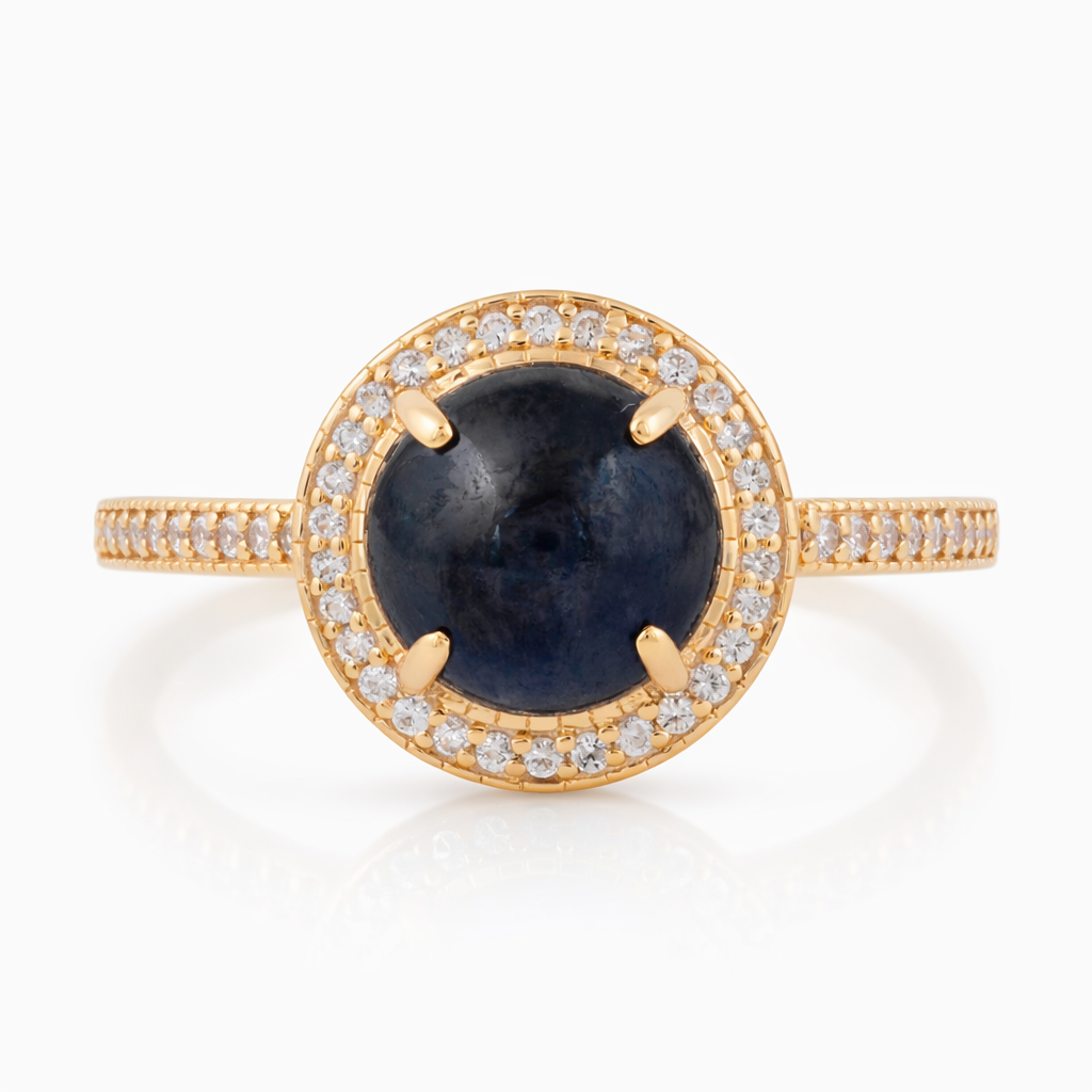 3.23 Ct Round Sapphire 9K Gold Ring